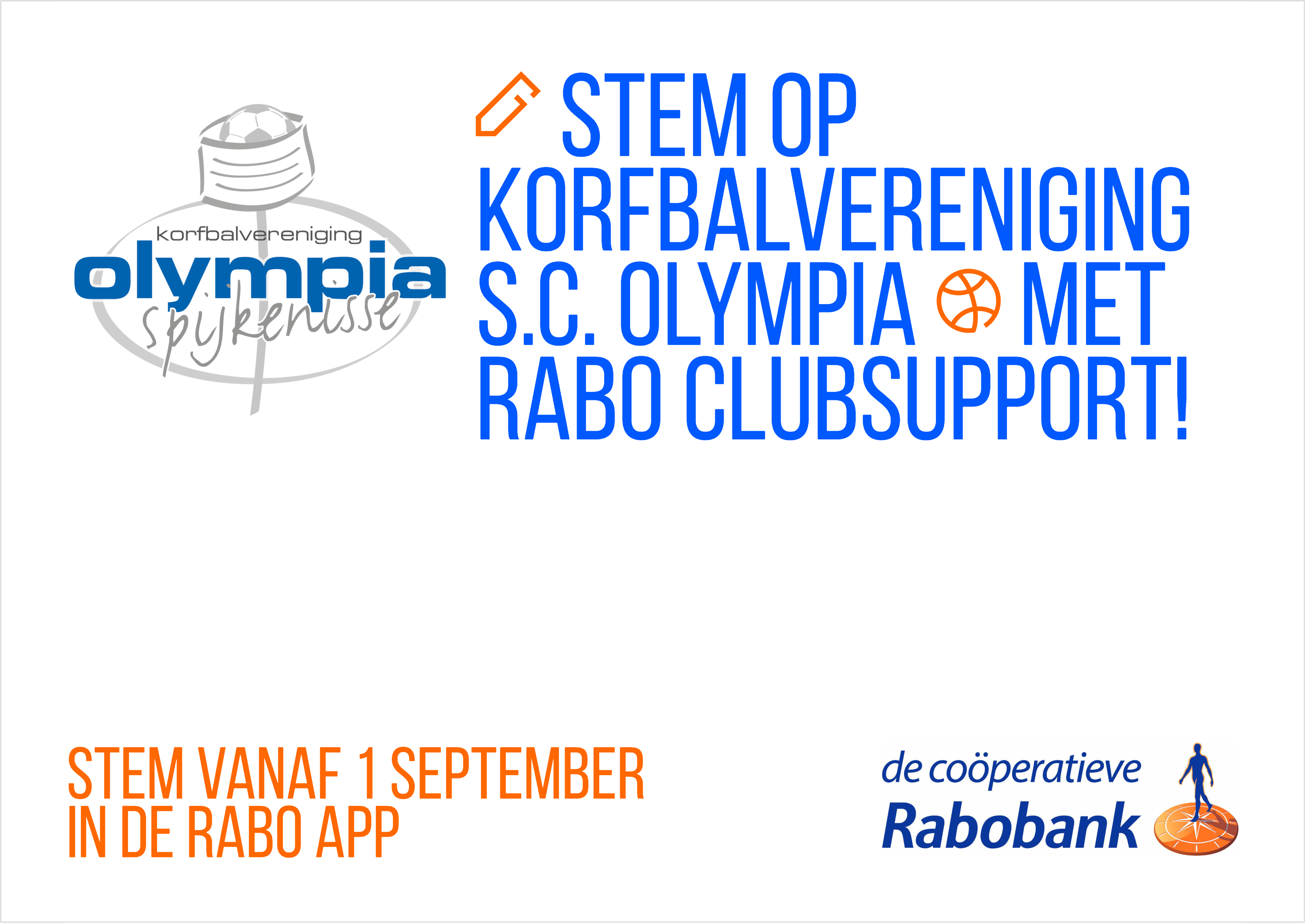 Stem vanaf 1 september op Olympia bij Rabo ClubSupport